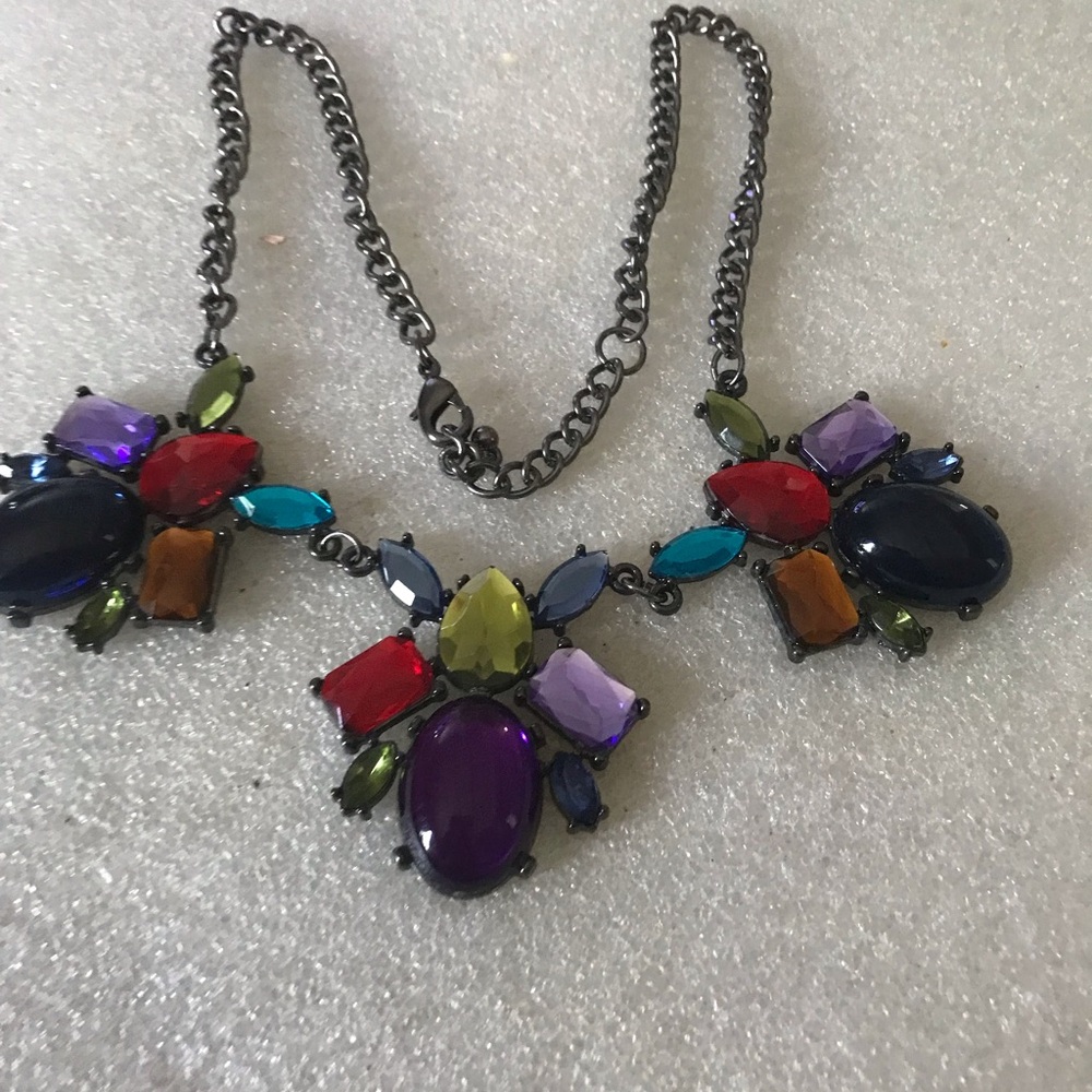 Multicolor Statement Crystal Bib Necklace - Women Jewelry